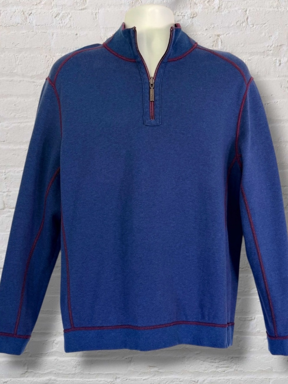 Tommy Bahama Flipshore Reversible Quarter Zip Men’s Large Blue Burgundy